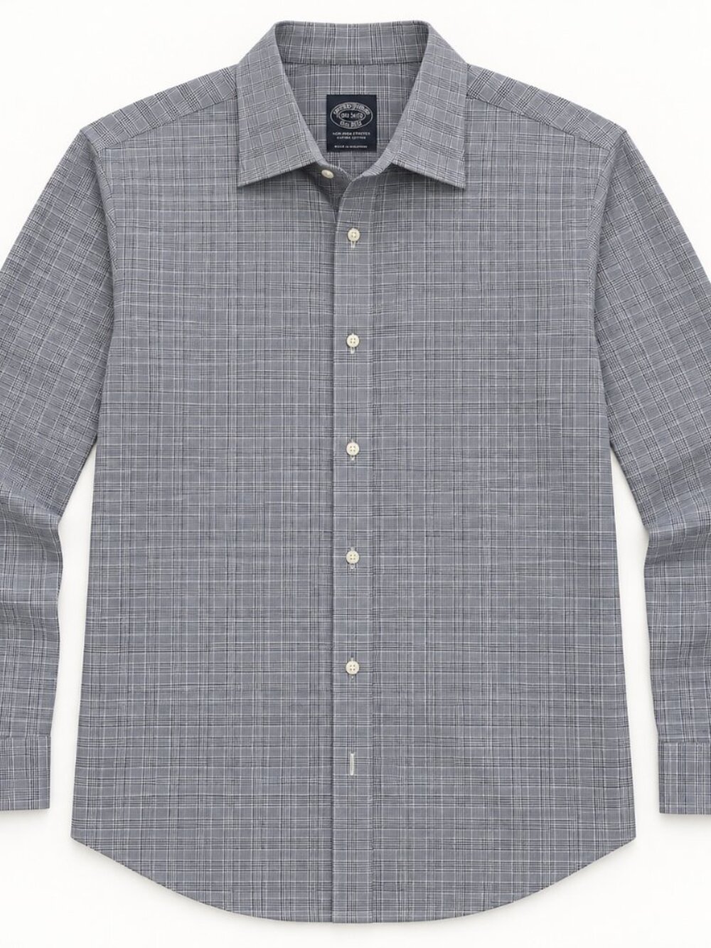 Brooks Brothers Gray Plaid Dress Shirt 18.5 34/35